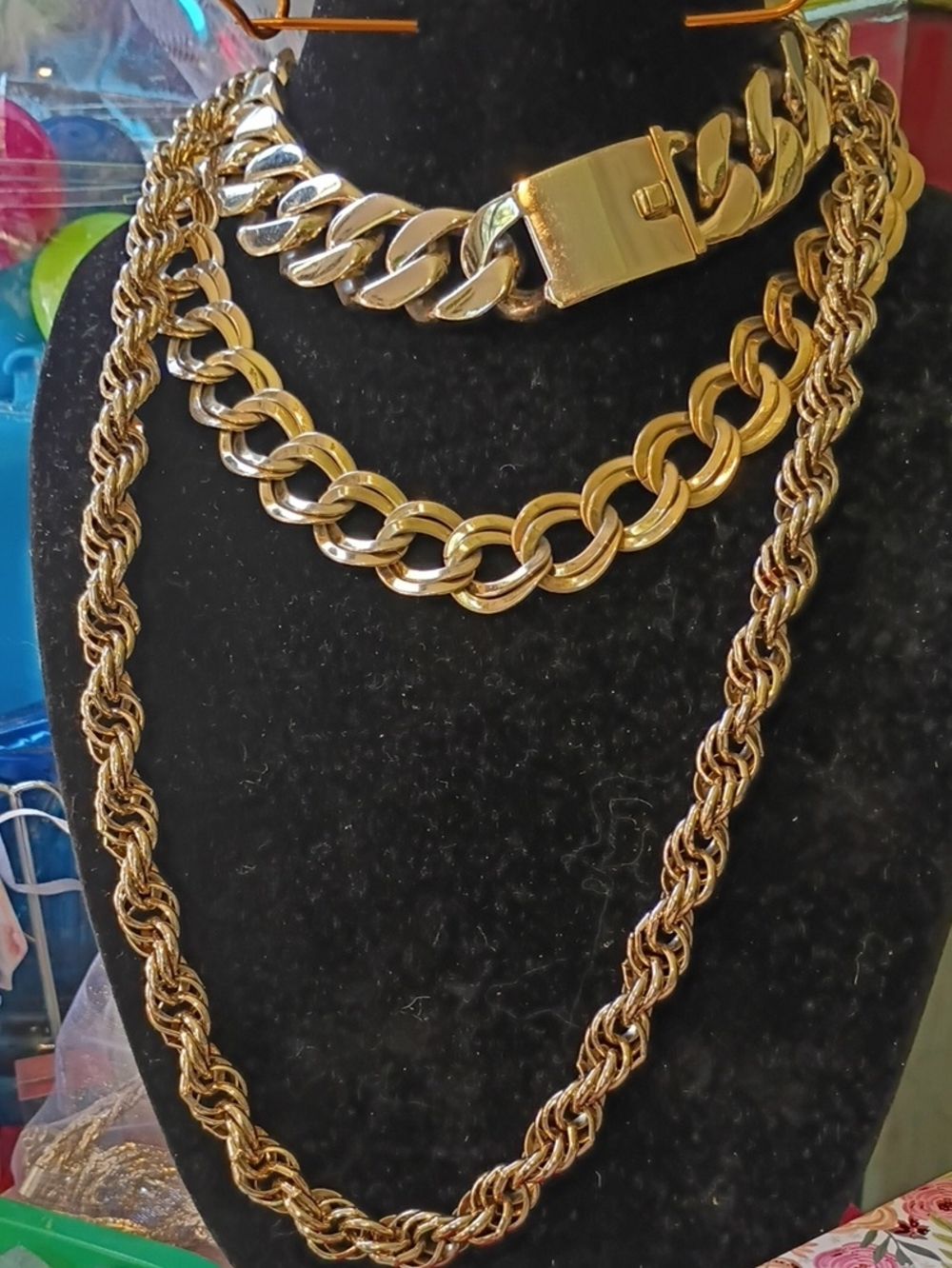 Gold Tone Multi-Chain Necklace Set